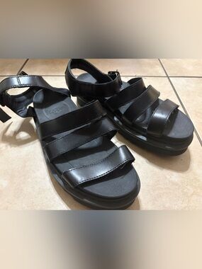 Doc Martens Black Leather Strappy Platform Sandals